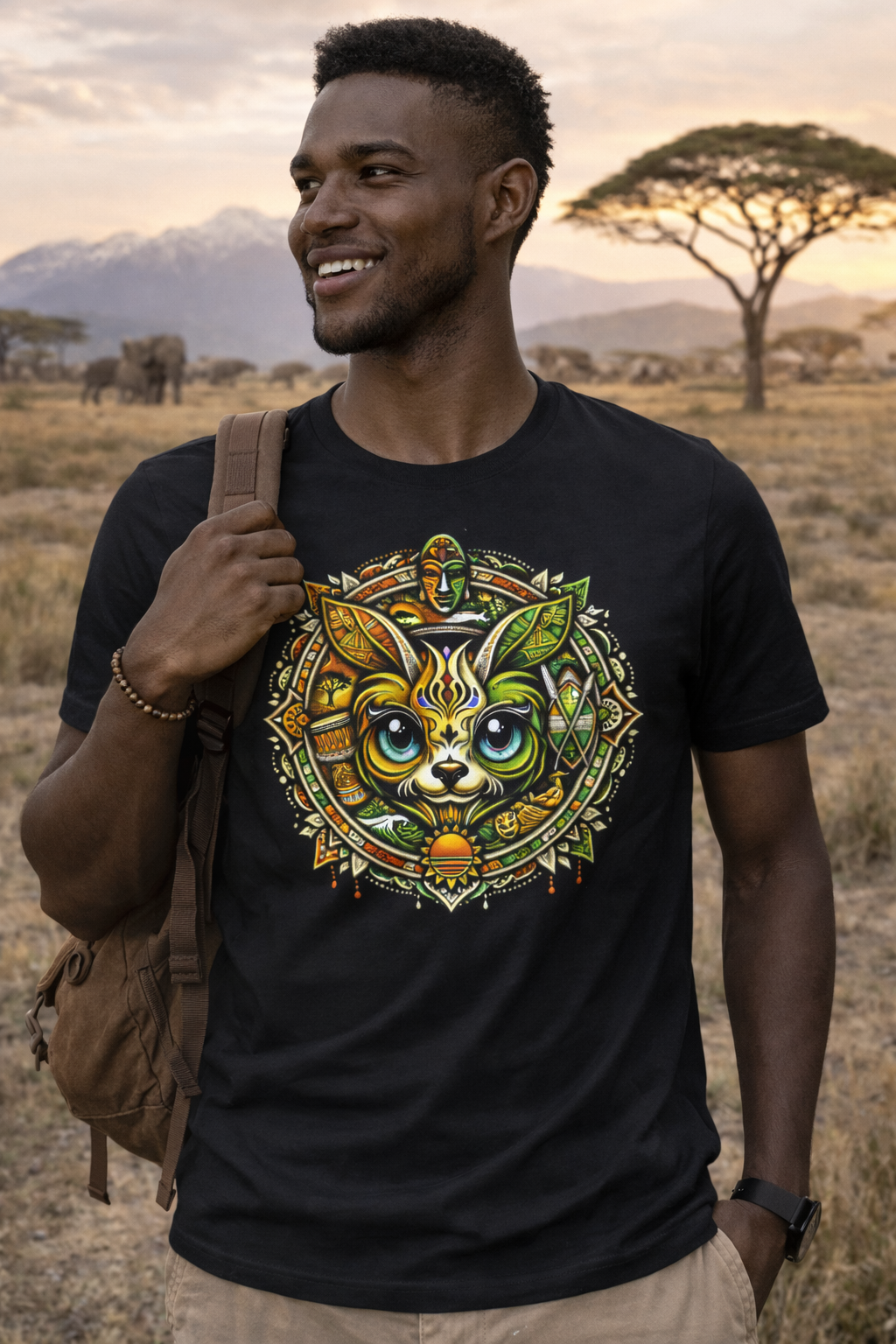 T-shirt Unisexe épais Moogwai du monde: Afrique