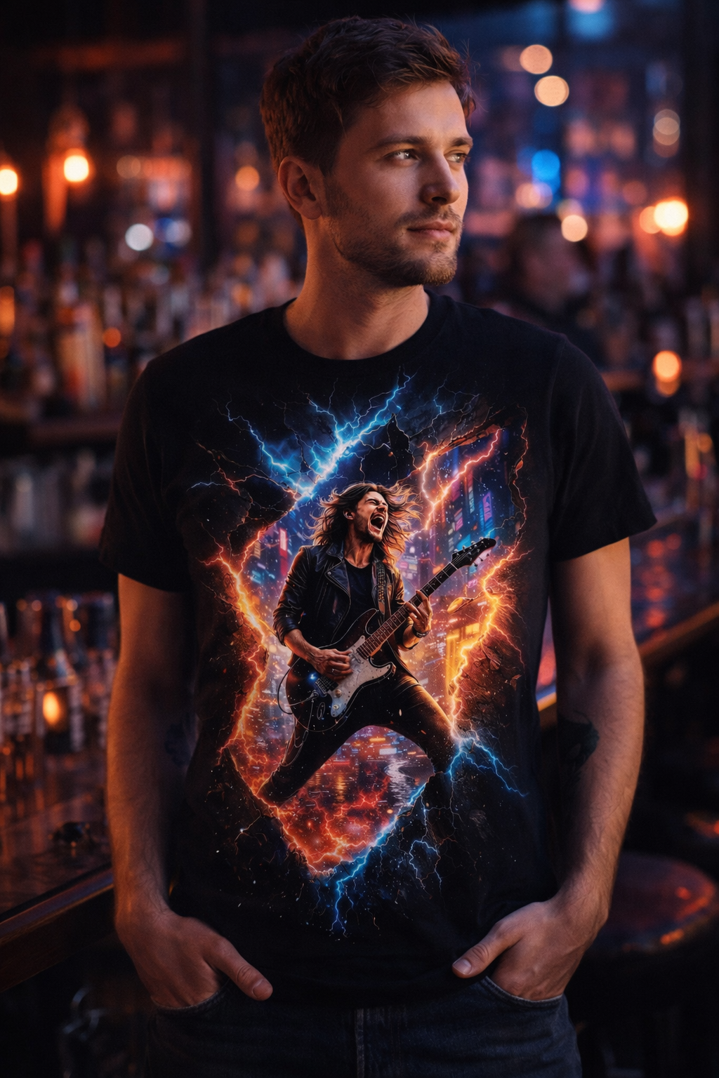 T-shirt Unisexe épais : Hard Rock qui Fissure la Réalité