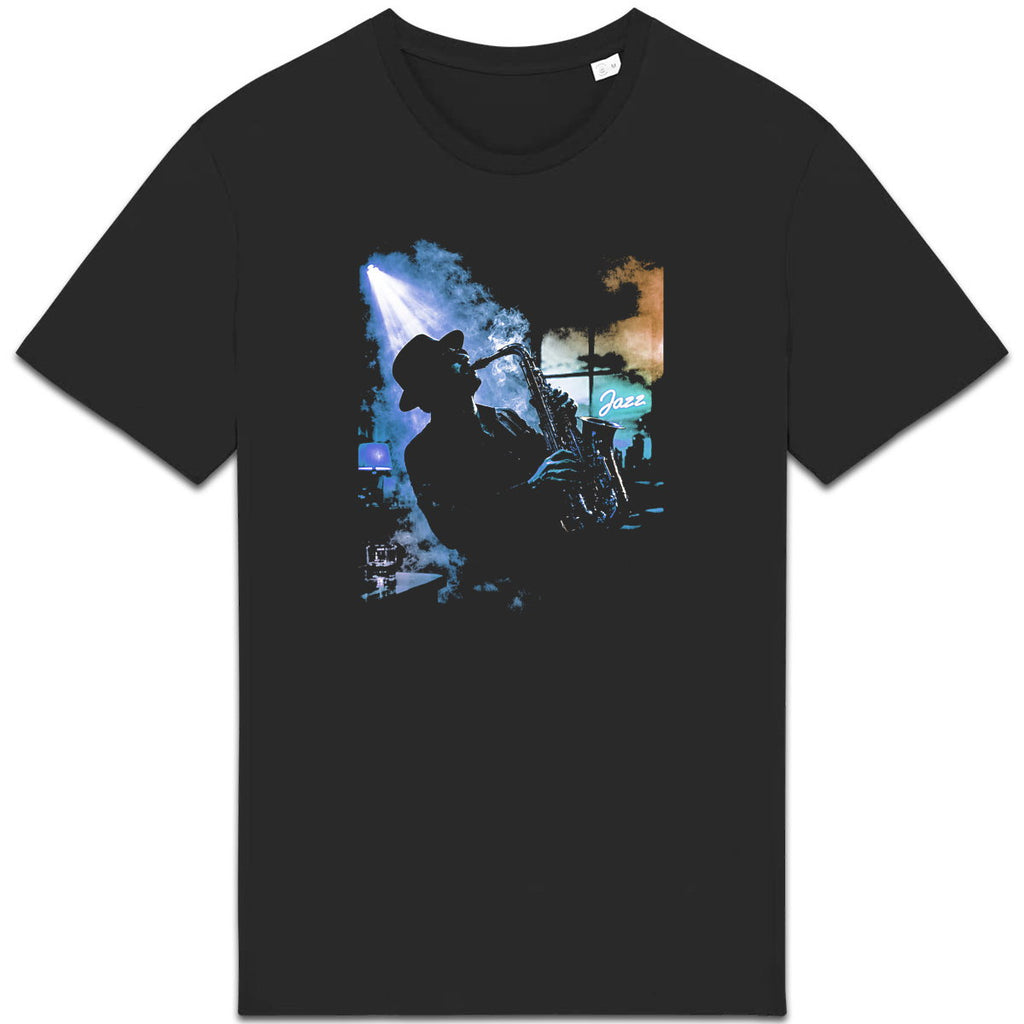 T-shirt Unisexe épais - Saxophone Ombre et Lumière - face_0